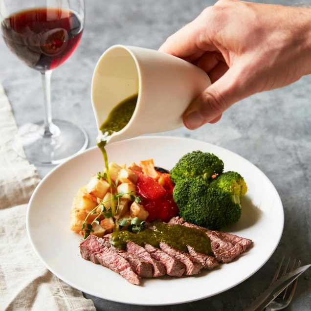 Quick dinner with a delicious parsley cilantro sauce